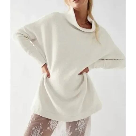 Free People Small Cream Ottoman Slouchy Tunic Sweater Pullover Cotton Oversized - Picture 11 of 11